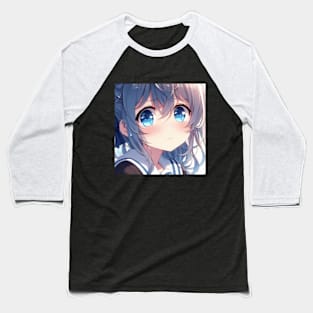 Anime Eyes - Blue and Worried Baseball T-Shirt